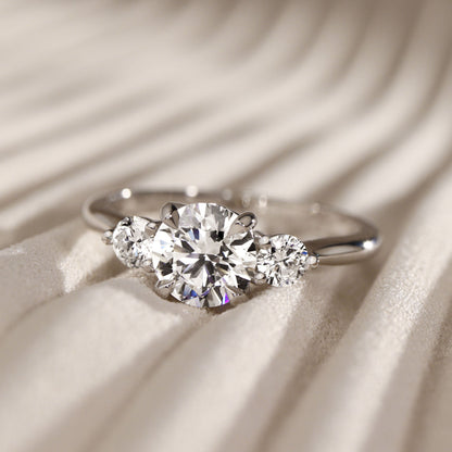1.30 CT Round Three Stone Lab Grown Diamond Engagement Ring