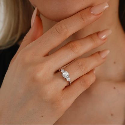 1.30 CT Round Three Stone Lab Grown Diamond Engagement Ring