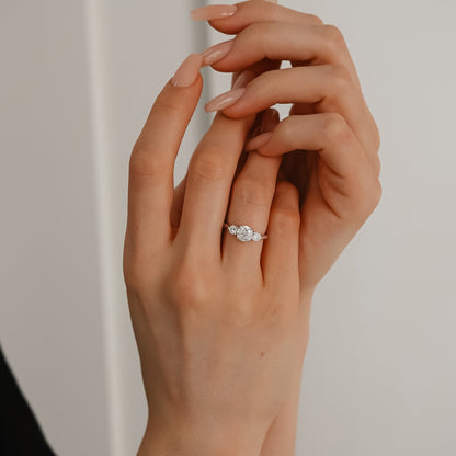 1.30 CT Round Three Stone Lab Grown Diamond Engagement Ring