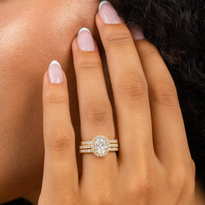 1.5 CT Oval Halo & Pave Lab Grown Diamond Engagement Ring