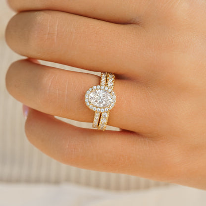 1.5 CT Oval Halo & Pave Lab Grown Diamond Engagement Ring
