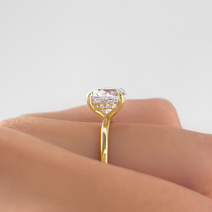 3.5 CT Cushion Hidden Halo Lab Grown Diamond Engagement Ring
