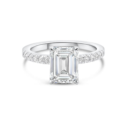3 CT Emerald Pave Moissanite Engagement Ring