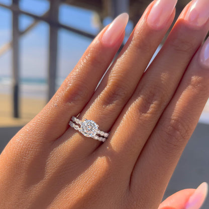3 CT Round Pave Lab Grown Diamond Engagement Ring