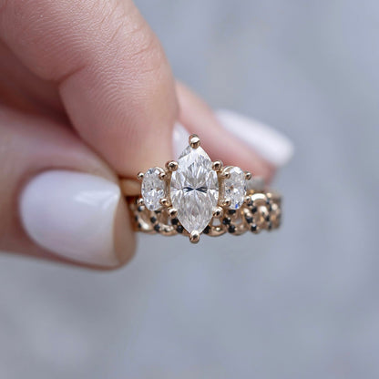 1.50 CT Marquise Three Stone Lab Grown Diamond Engagement Ring