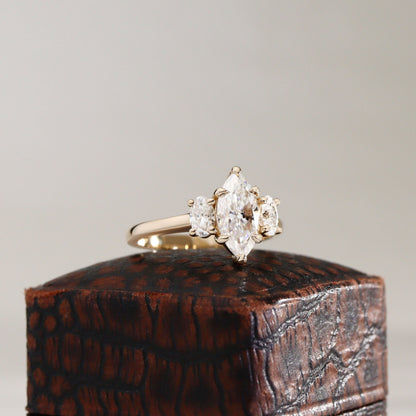 1.50 CT Marquise Three Stone Lab Grown Diamond Engagement Ring