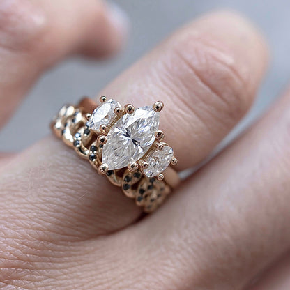 1.50 CT Marquise Three Stone Lab Grown Diamond Engagement Ring