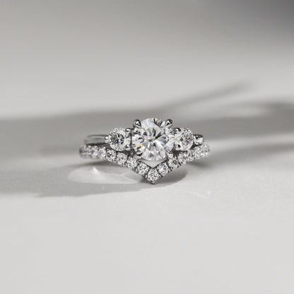 1.30 CT Round Three Stone Lab Grown Diamond Engagement Ring