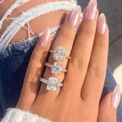 1.5 CT Round Pave Lab Grown Diamond Engagement Ring
