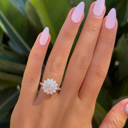 0.5 CT Round Cluster Moissanite Engagement Ring