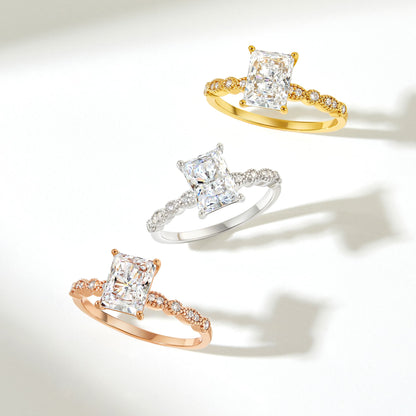 1.5 CT Radiant Pave Lab Grown Diamond Engagement Ring