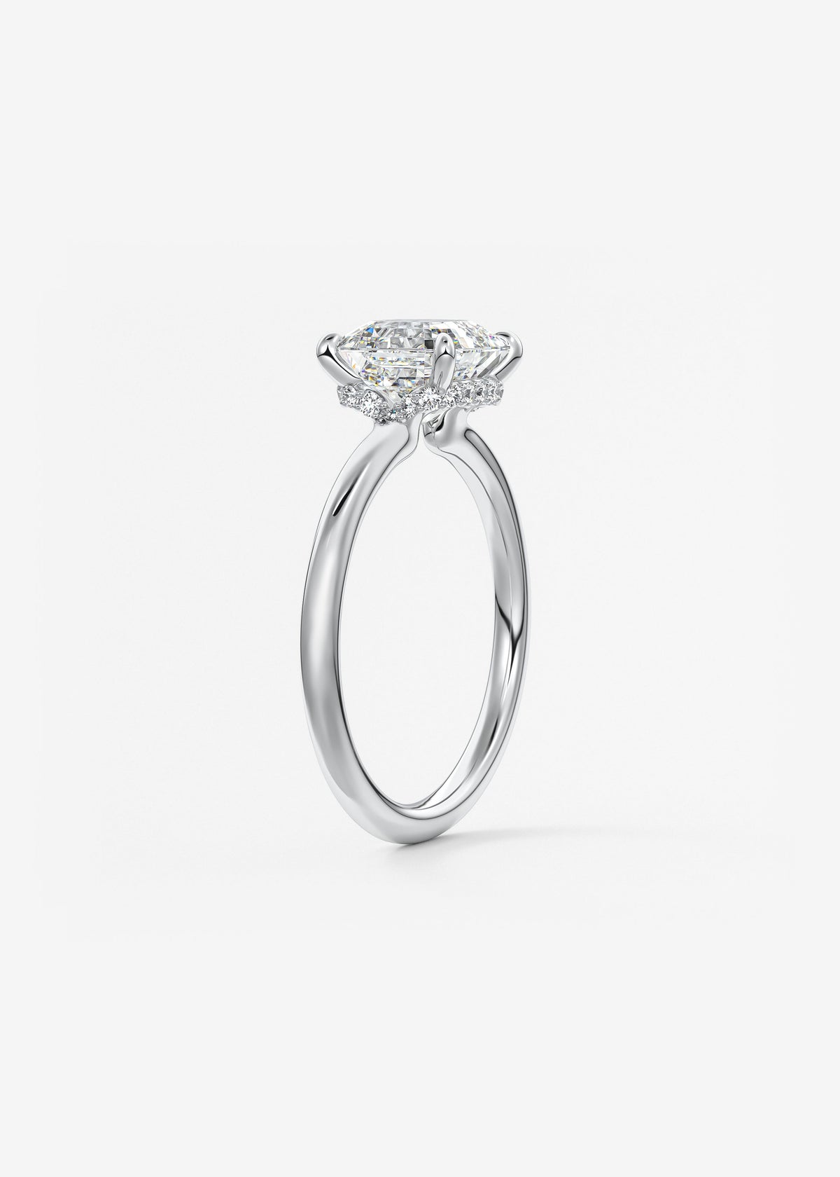 Asscher Hidden Halo Lab Grown Diamond Engagement Ring