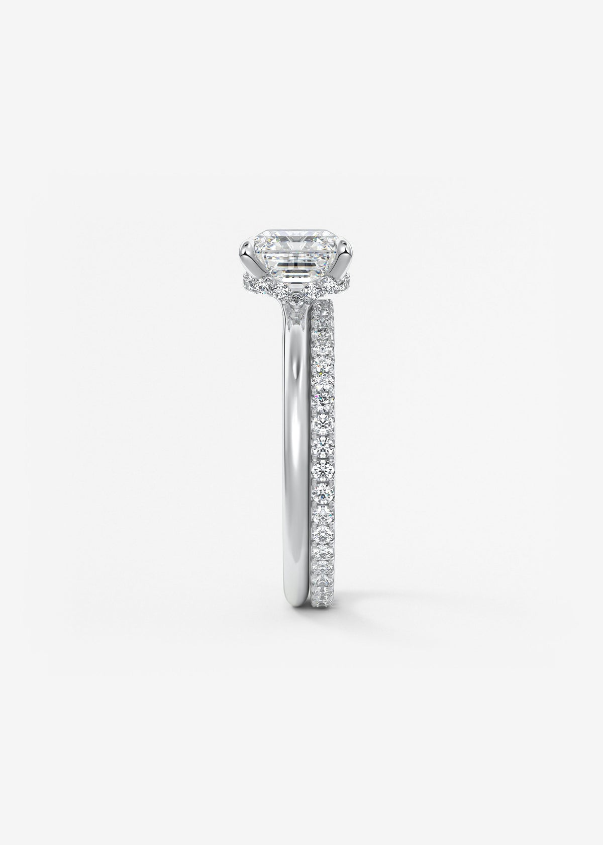 Asscher Hidden Halo Lab Grown Diamond Engagement Ring