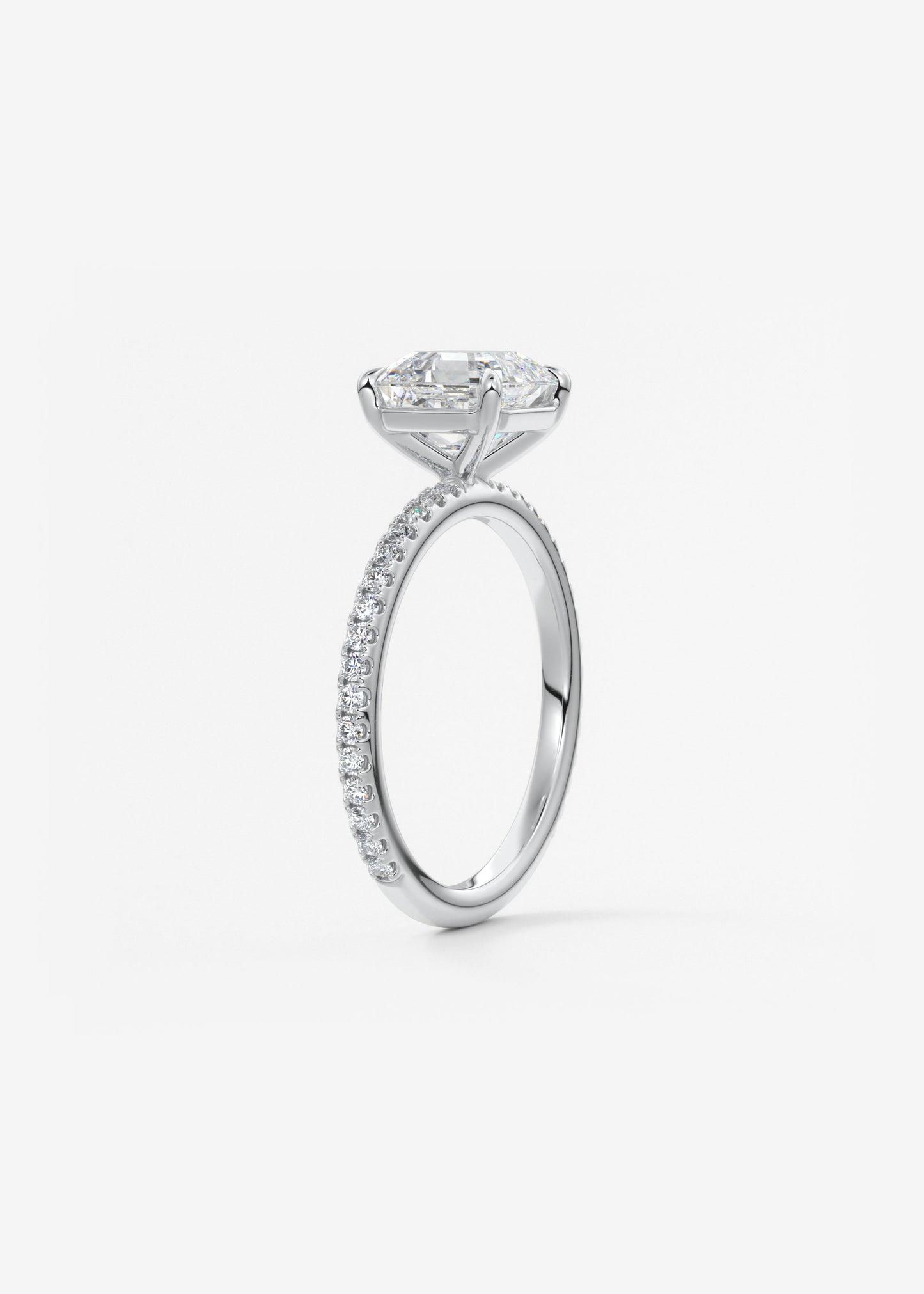 Asscher Pave Lab Grown Diamond Engagement Ring