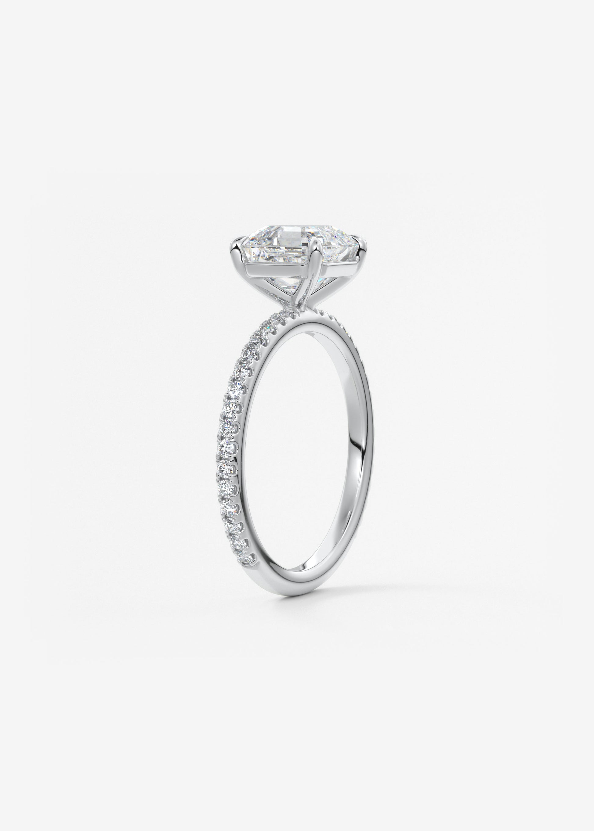 Asscher Pave Lab Grown Diamond Engagement Ring