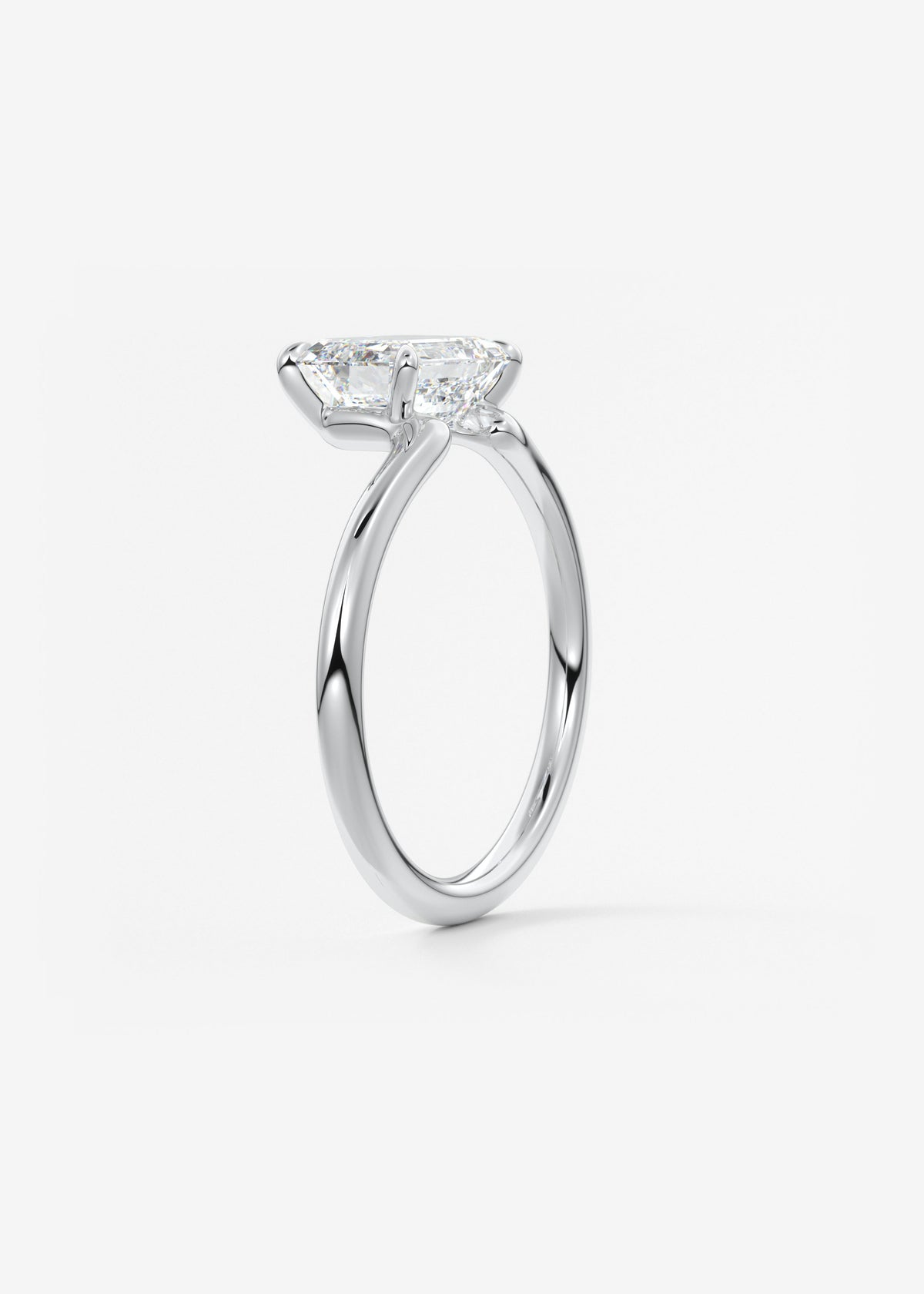 Emerald Solitaire Lab Grown Diamond Engagement Ring