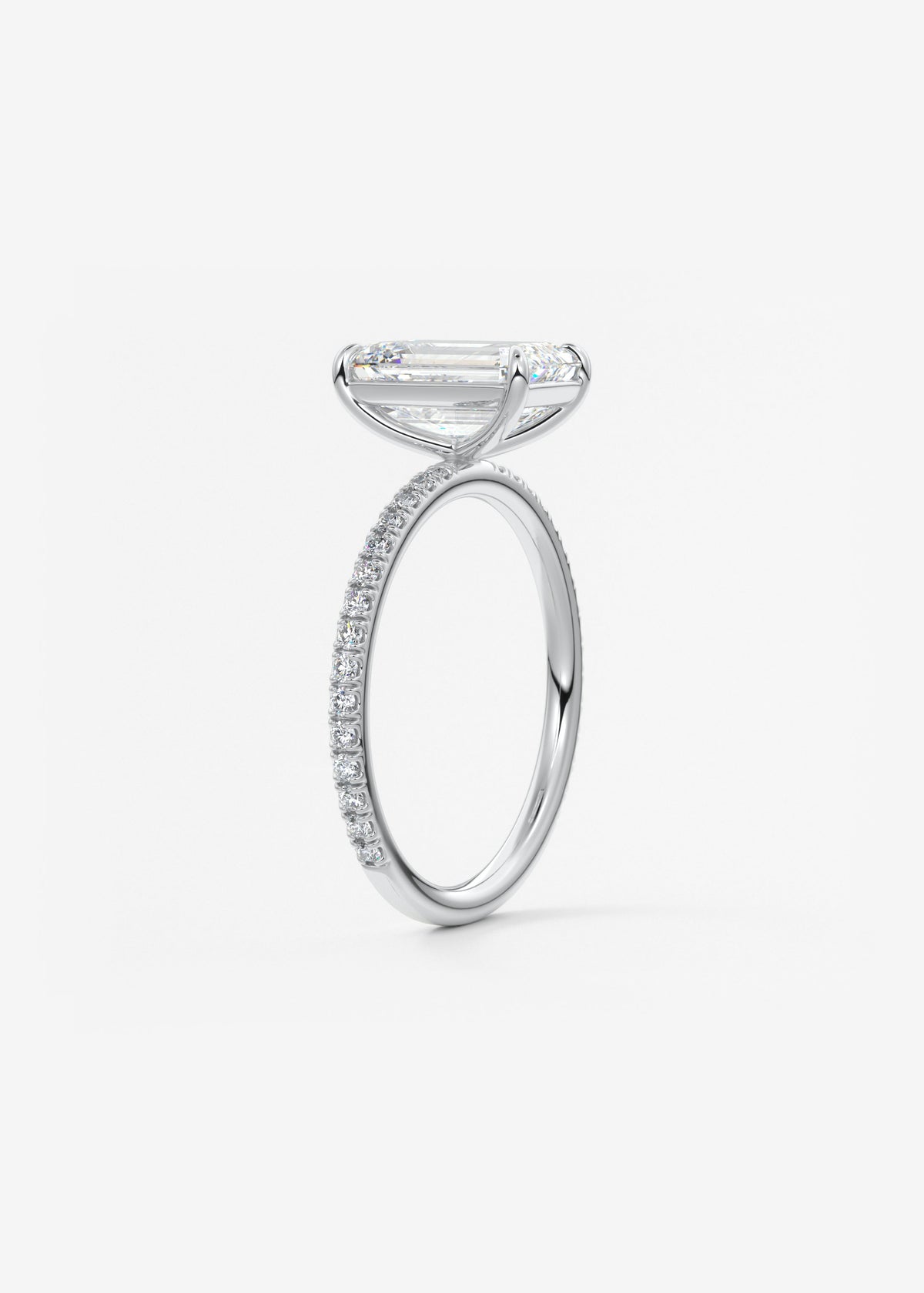 Emerald Pave Lab Grown Diamond Engagement Ring