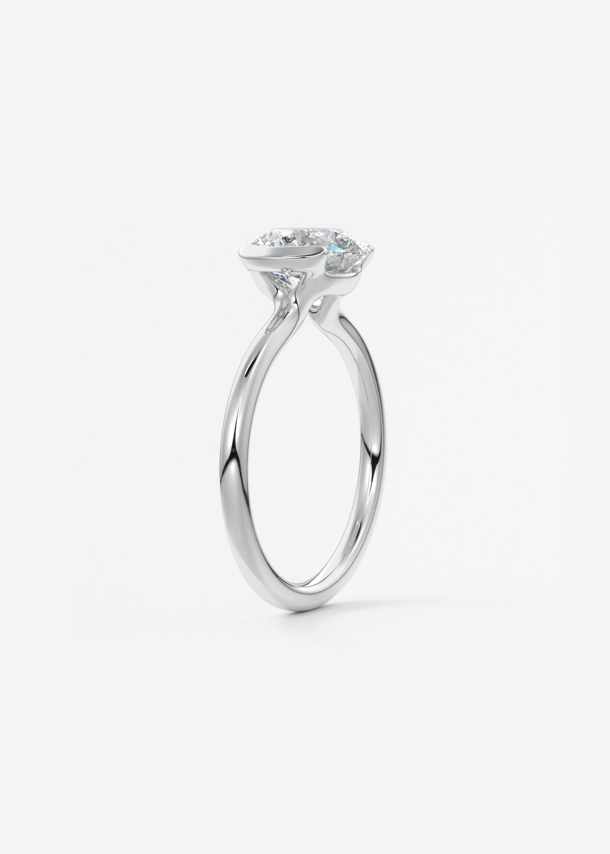 Round Half Bezel Lab Grown Diamond Engagement Ring