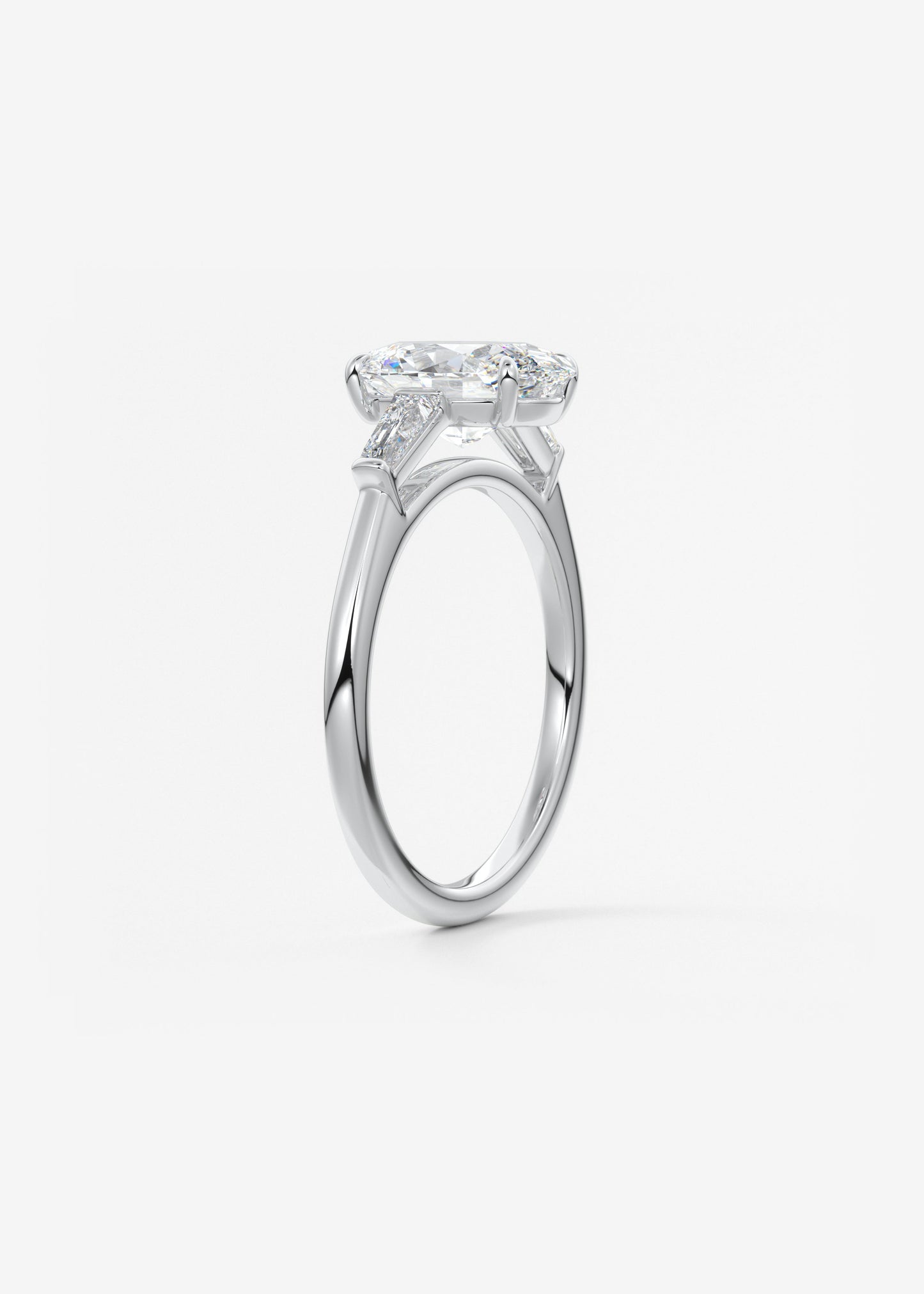 Oval Three Stone Lab Grown Diamond Engagement Ring