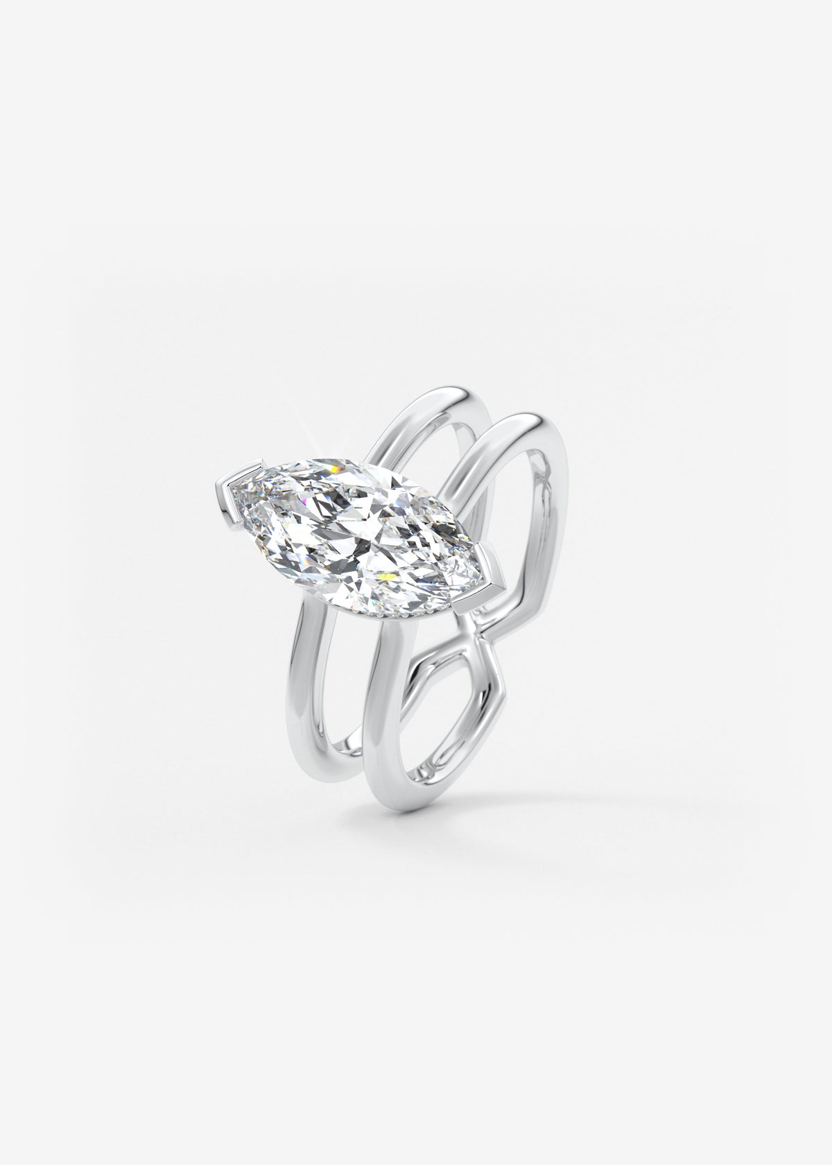 Marquise Cathedral Lab Grown Diamond Engagement Ring