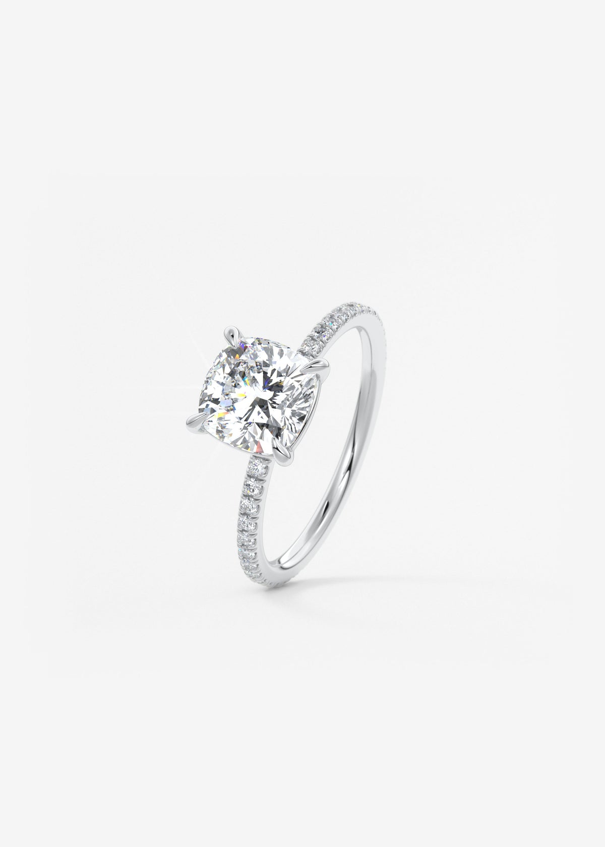 Cushion Pave Lab Grown Diamond Engagement Ring