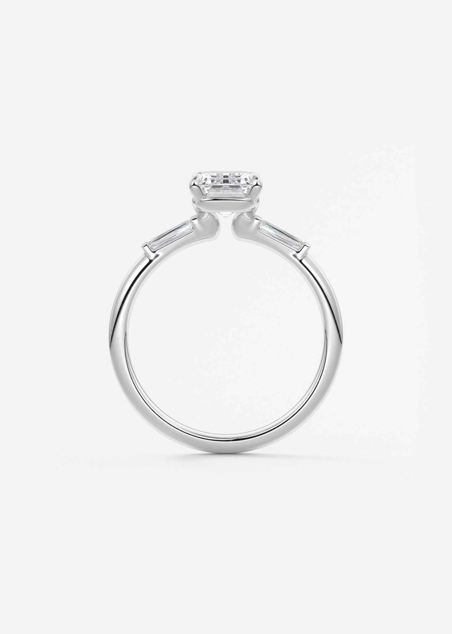 Emerald Three Stone Lab Grown Diamond Engagement Ring