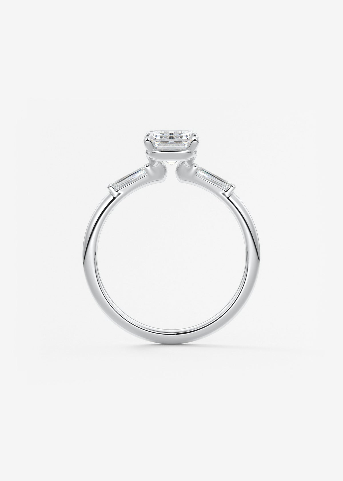 Emerald Three Stone Lab Grown Diamond Engagement Ring