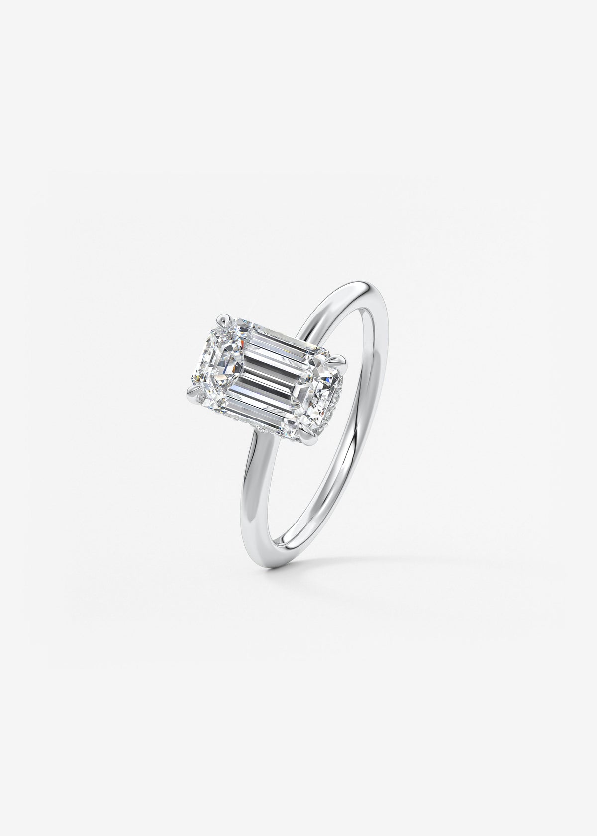 Emerald Hidden Halo Lab Grown Diamond Engagement Ring