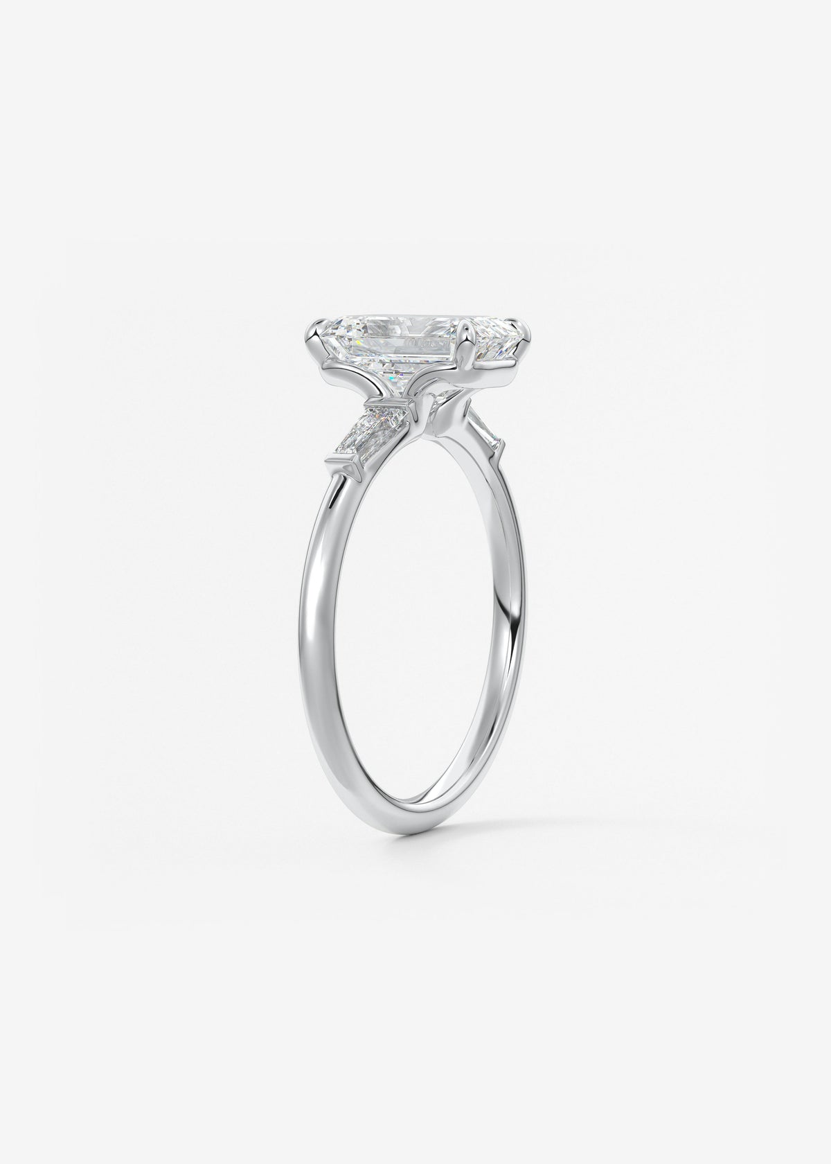 Emerald Three Stone Lab Grown Diamond Engagement Ring