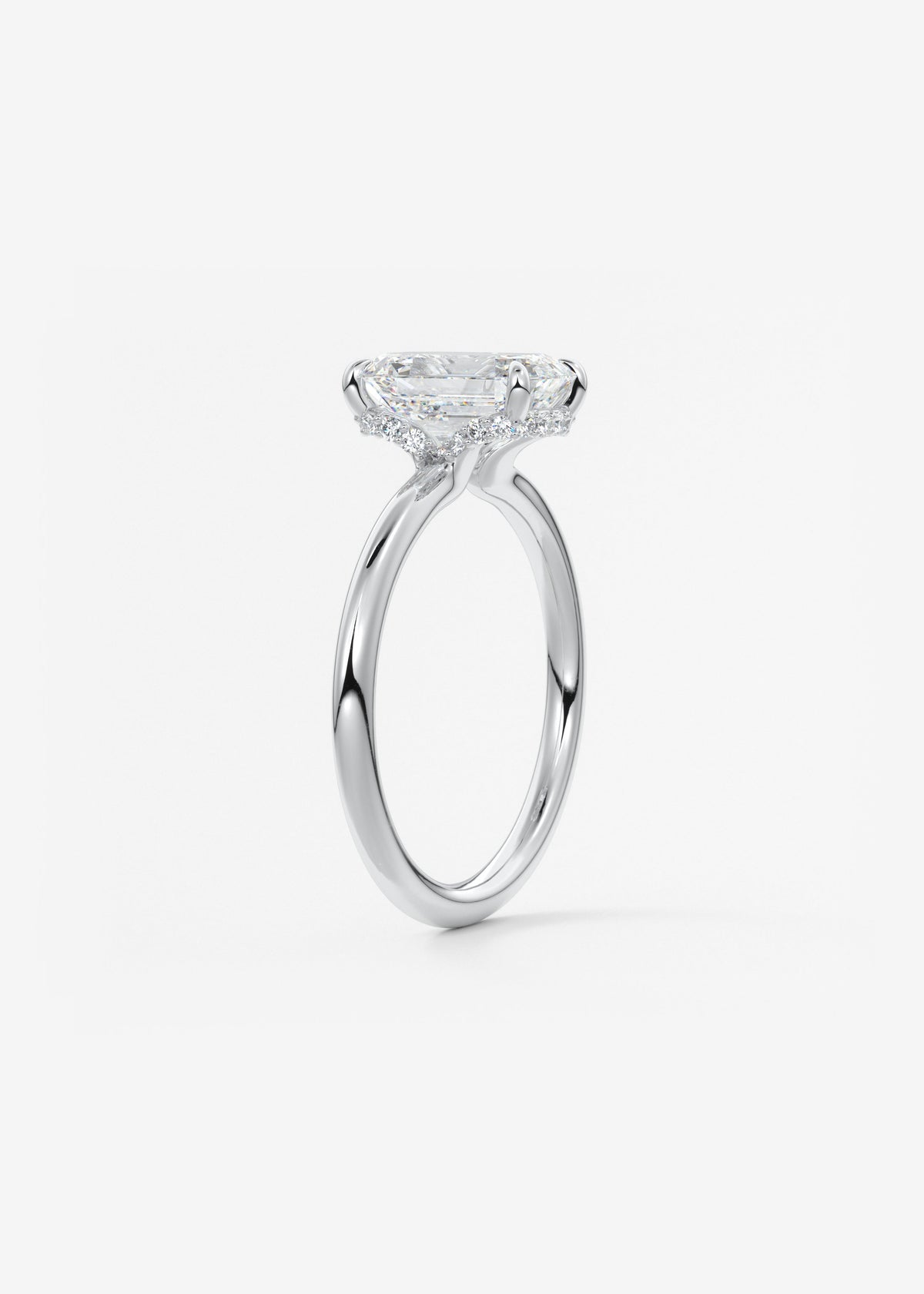 Emerald Hidden Halo Lab Grown Diamond Engagement Ring