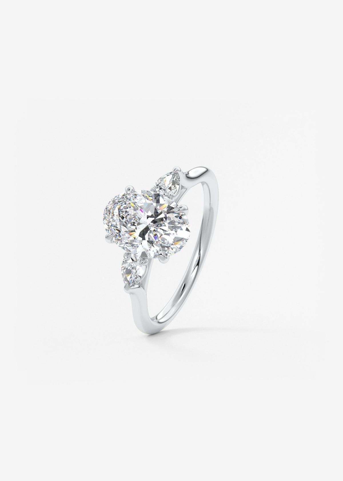 Oval Three Stone Lab Grown Diamond Engagement Ring