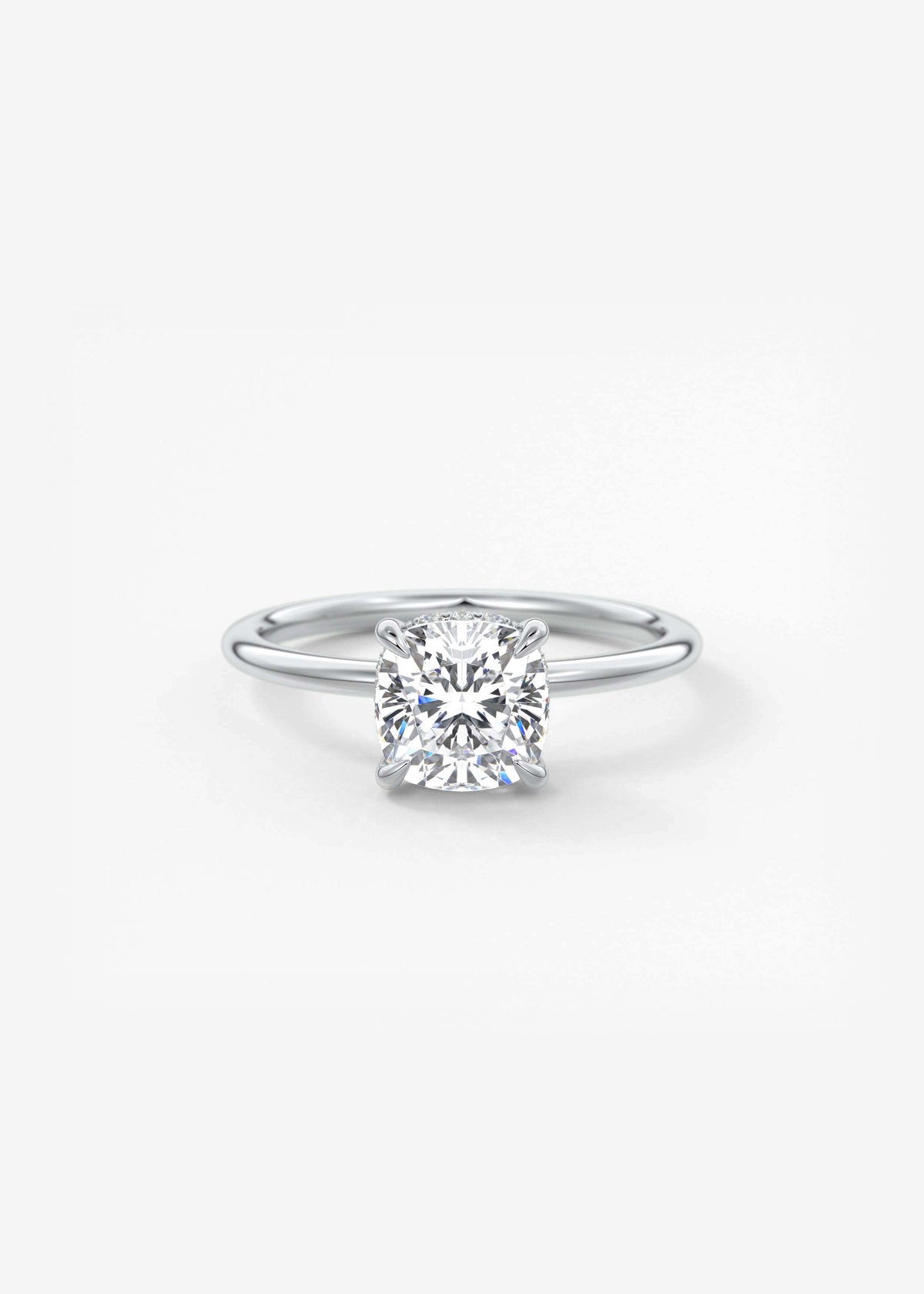 Cushion Hidden Halo Lab Grown Diamond Engagement Ring