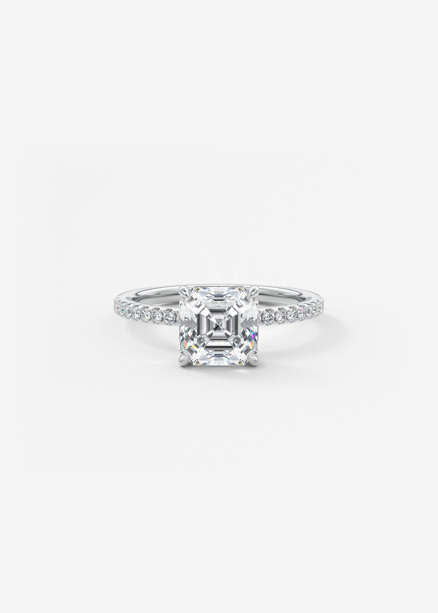 Asscher Pave Lab Grown Diamond Engagement Ring