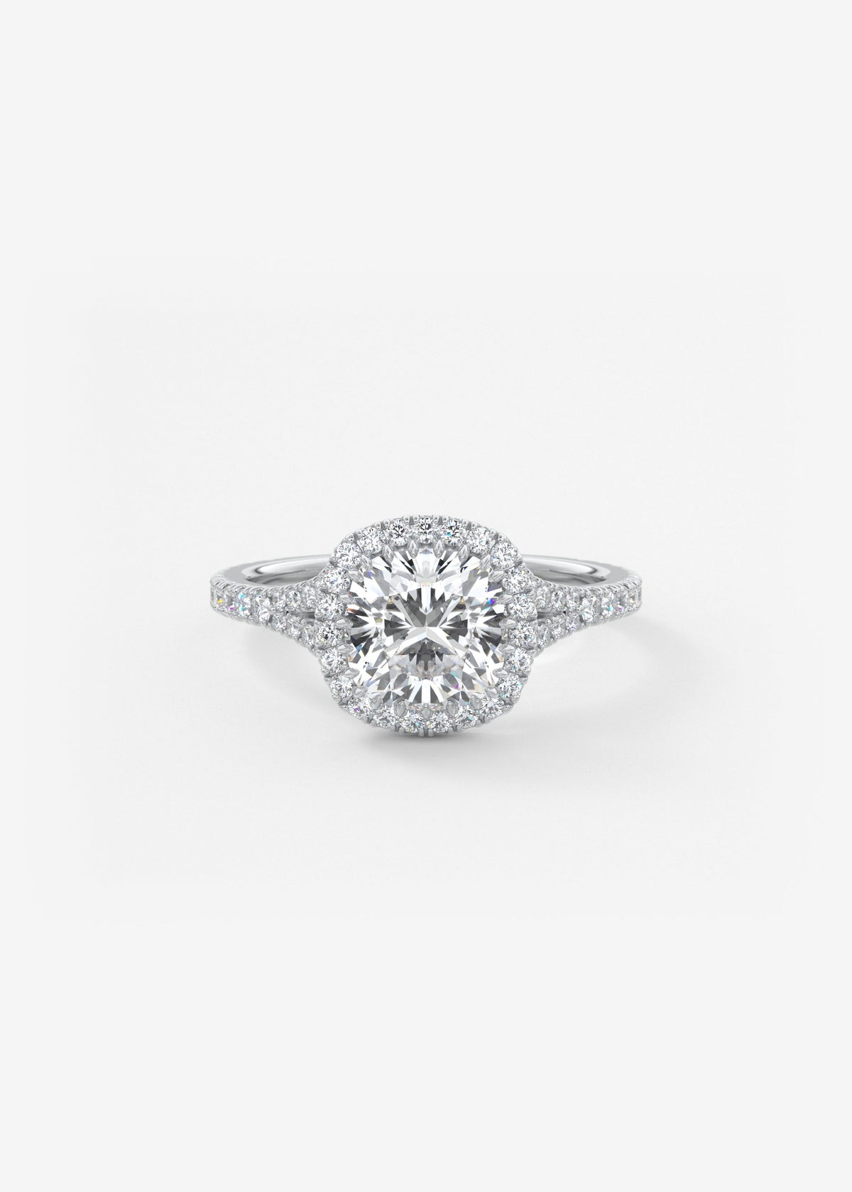 Cushion Halo & Pave , Split Shank Lab Grown Diamond Engagement Ring