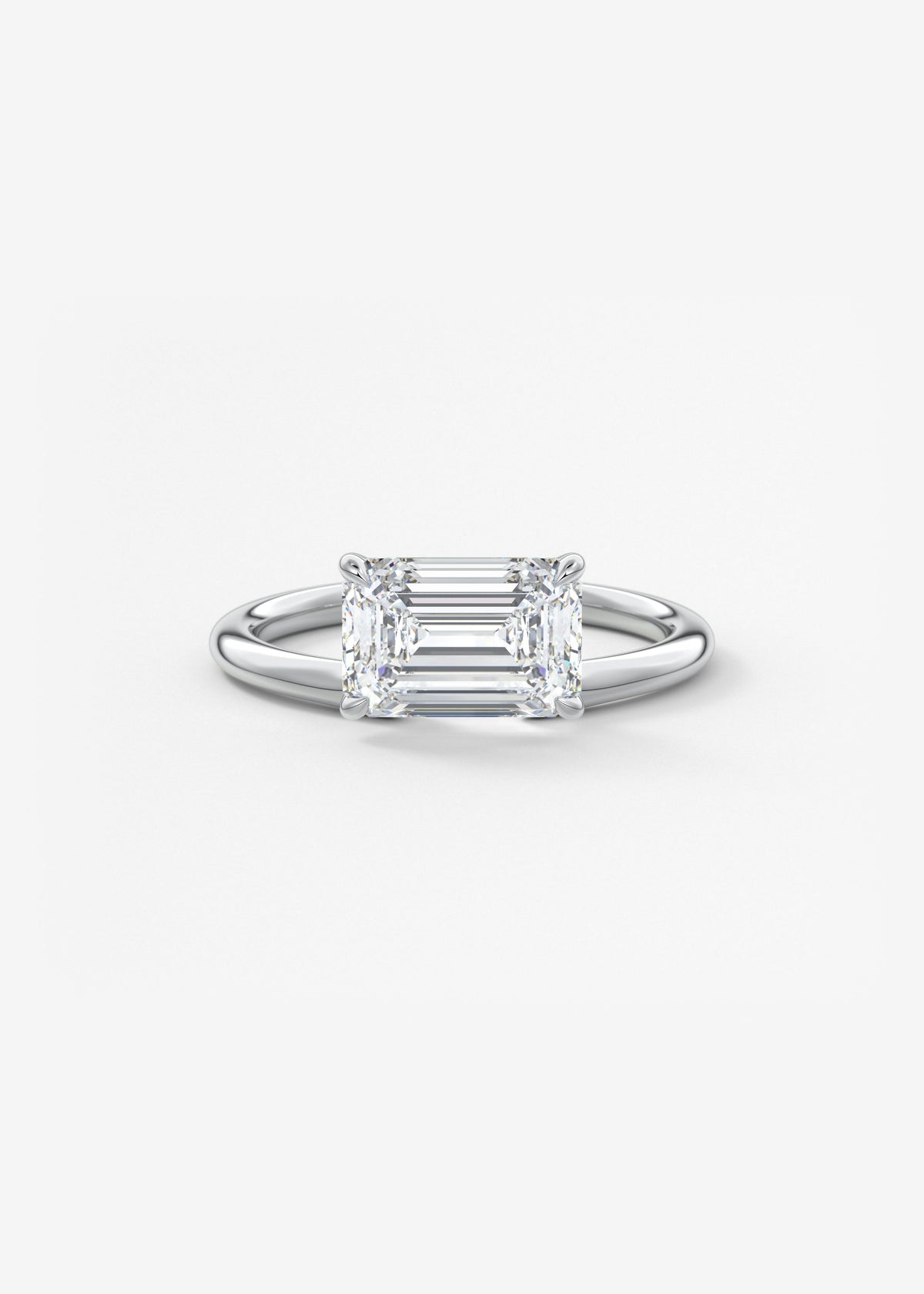 Emerald Solitaire Lab Grown Diamond Engagement Ring