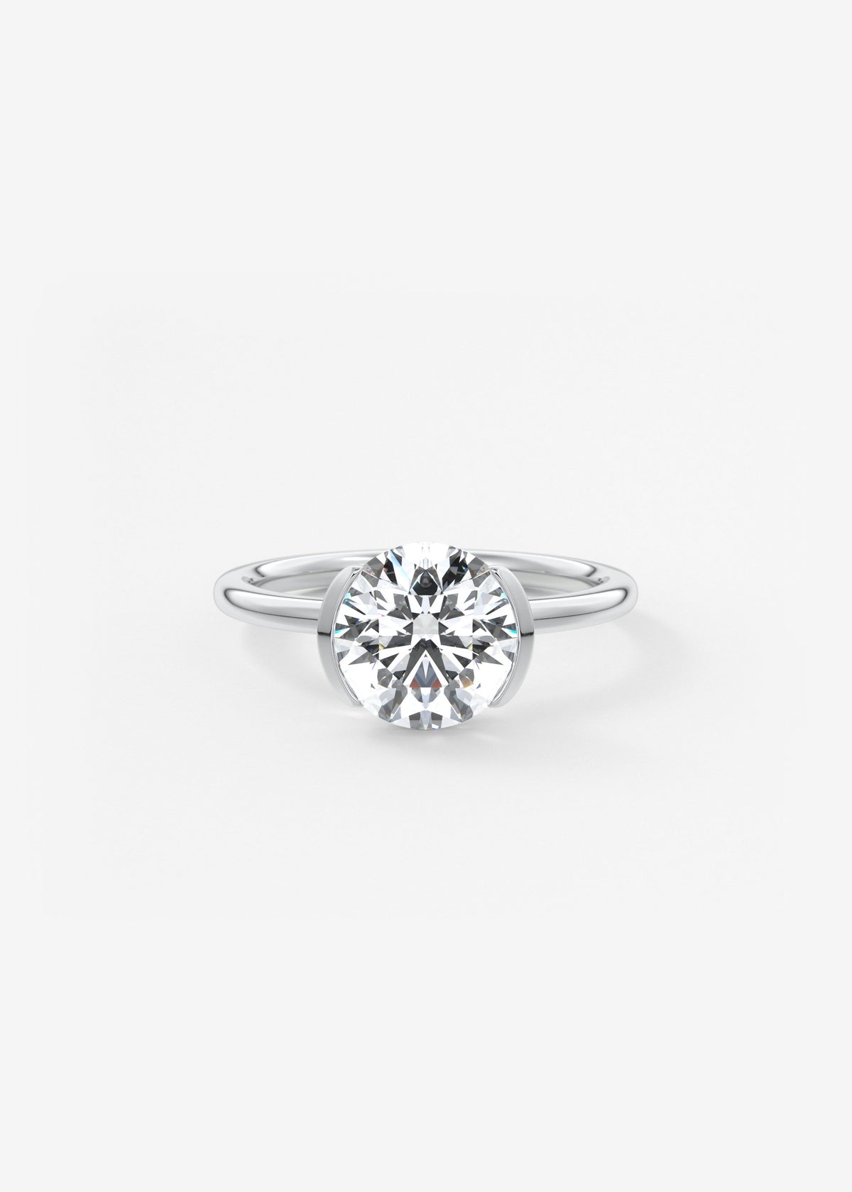 Round Half Bezel Lab Grown Diamond Engagement Ring