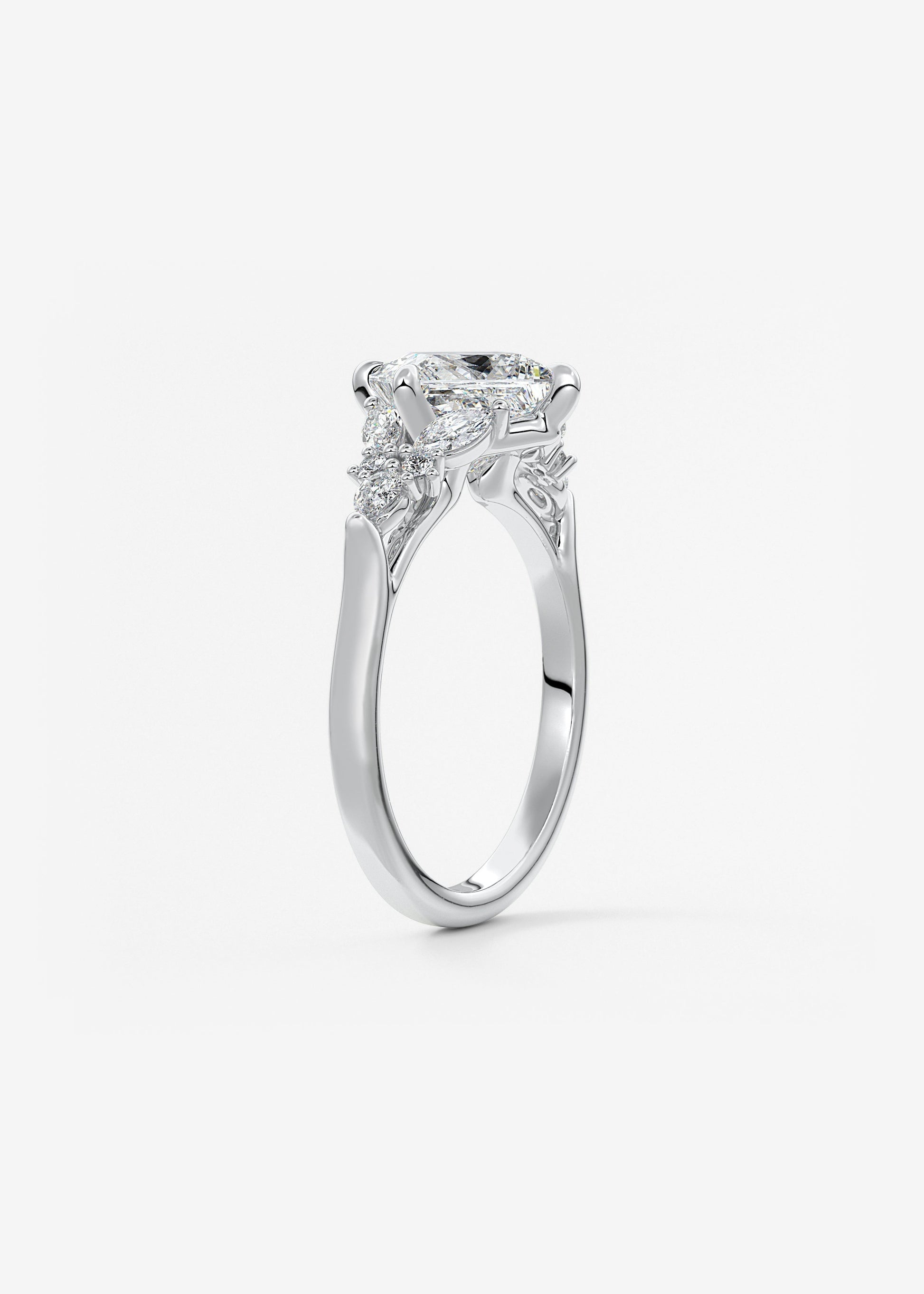 Princess Cluster Lab Grown Diamond Engagement Ring
