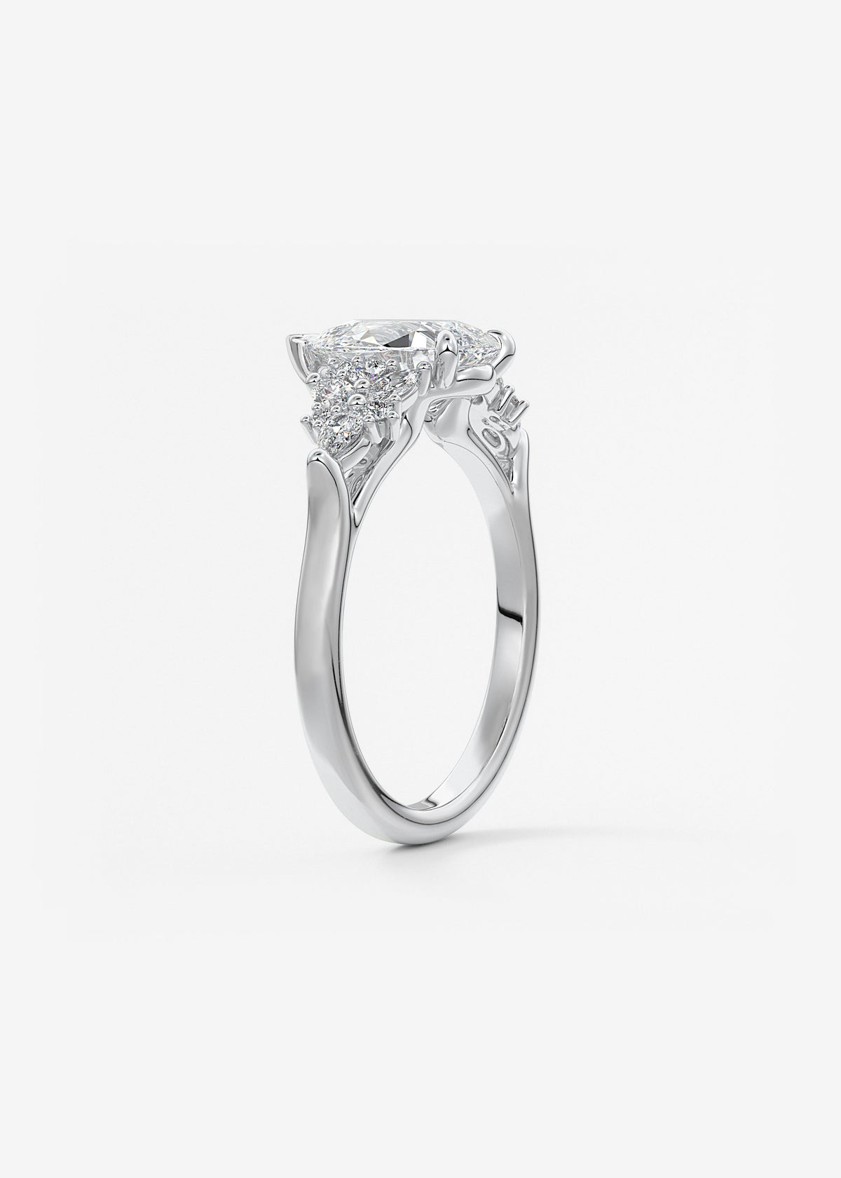 Pear Cluster Lab Grown Diamond Engagement Ring