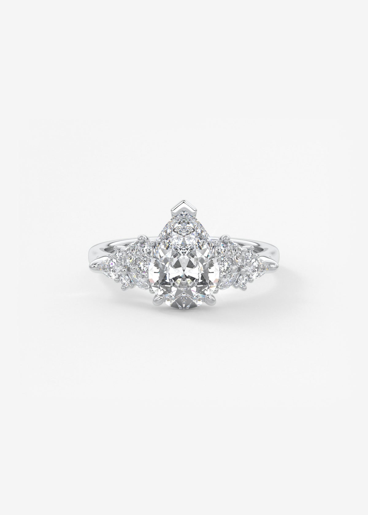 Pear Cluster Lab Grown Diamond Engagement Ring