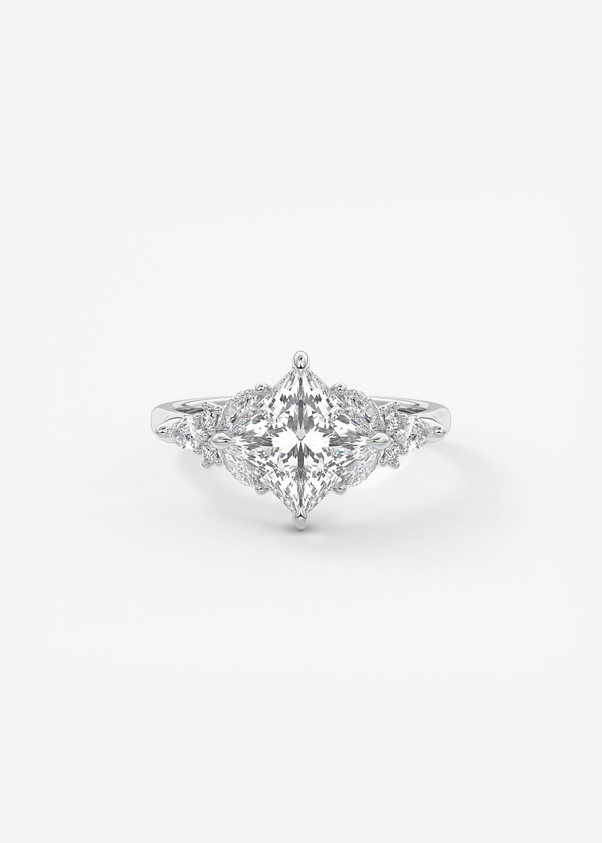 Princess Cluster Lab Grown Diamond Engagement Ring