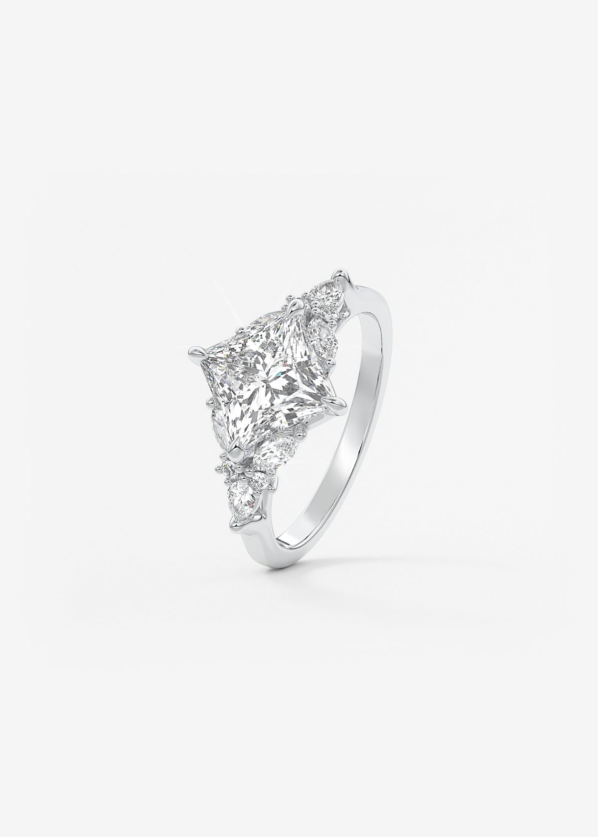 Princess Cluster Lab Grown Diamond Engagement Ring