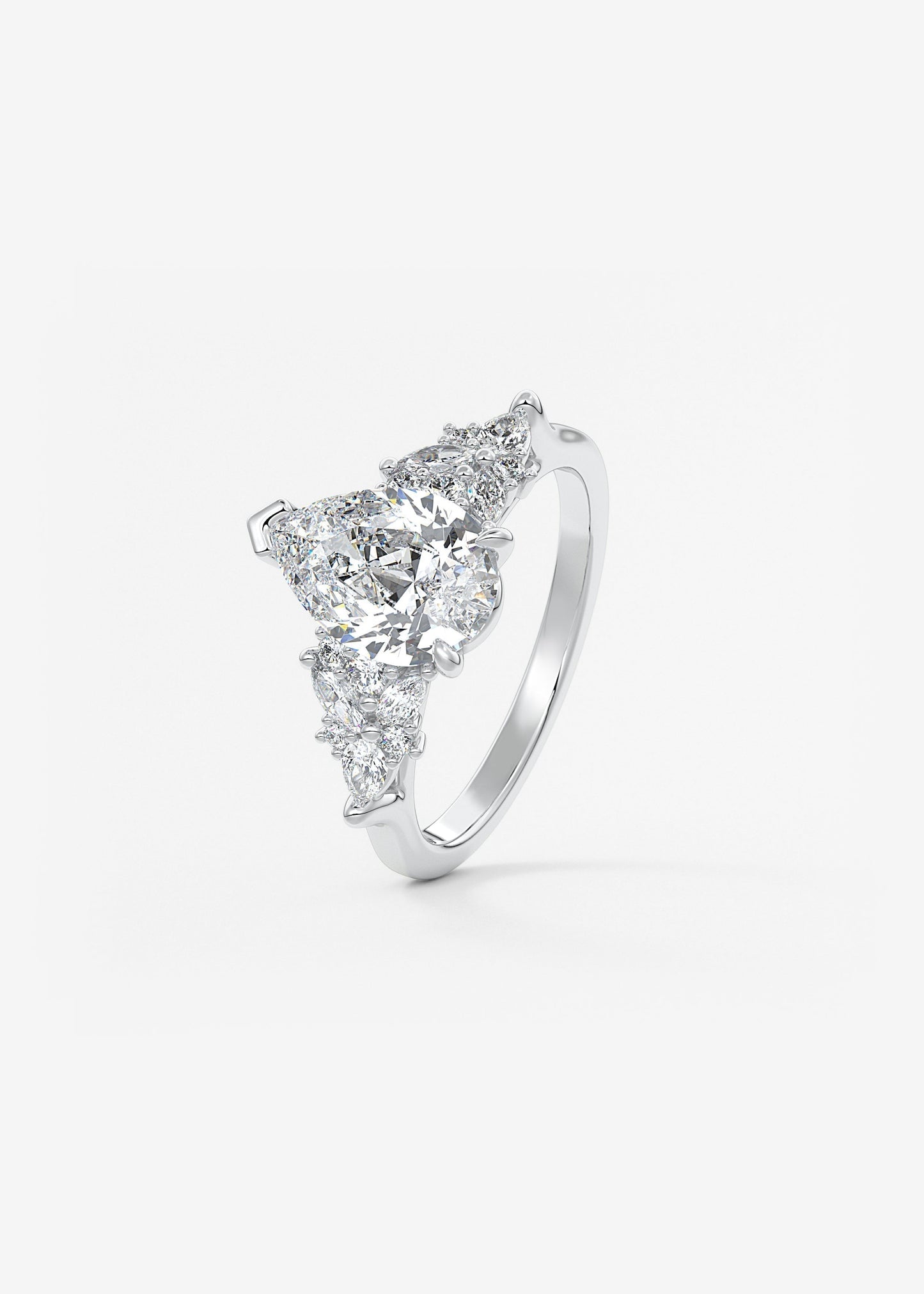 Pear Cluster Lab Grown Diamond Engagement Ring