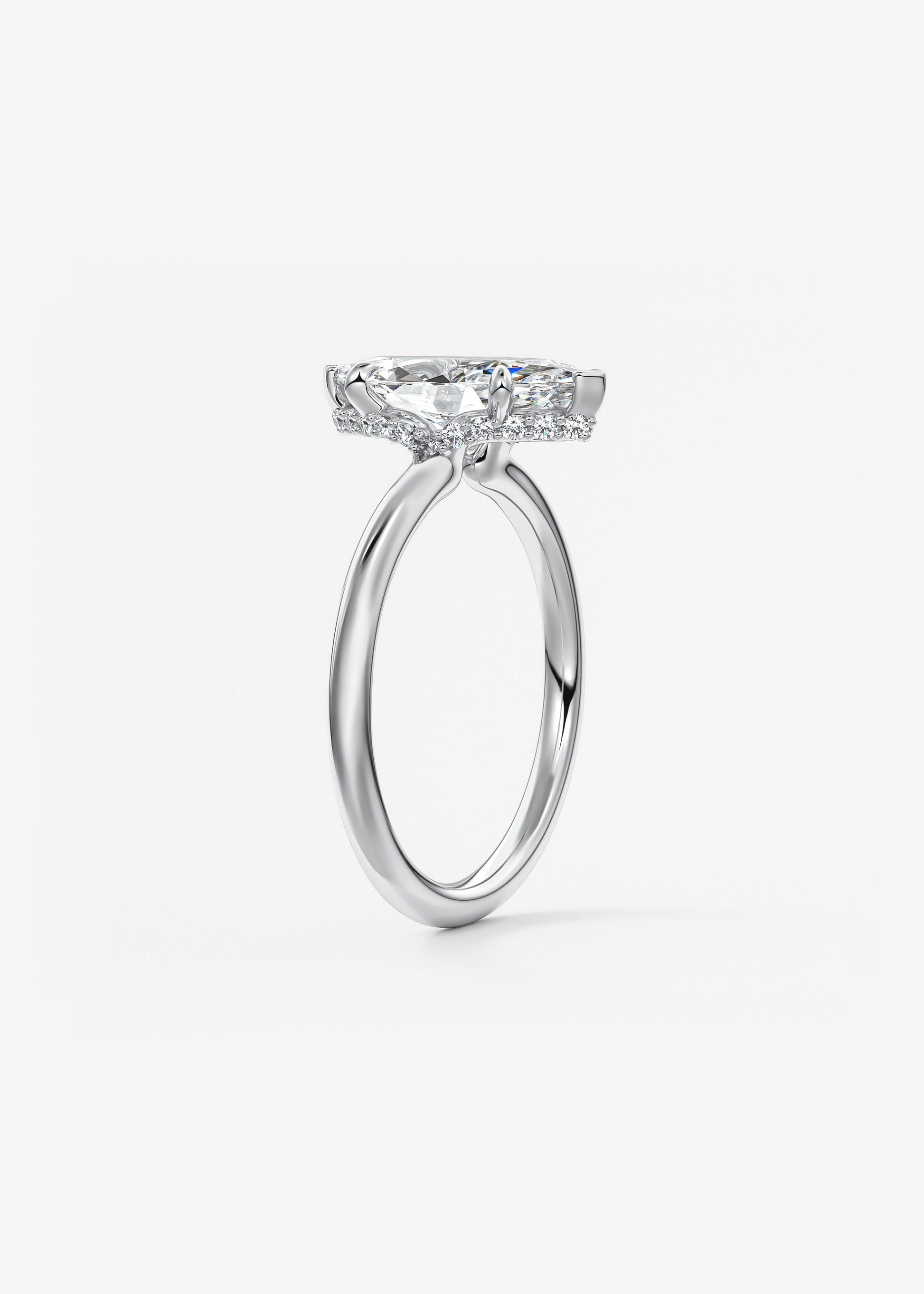 Marquise Hidden Halo Lab Grown Diamond Engagement Ring