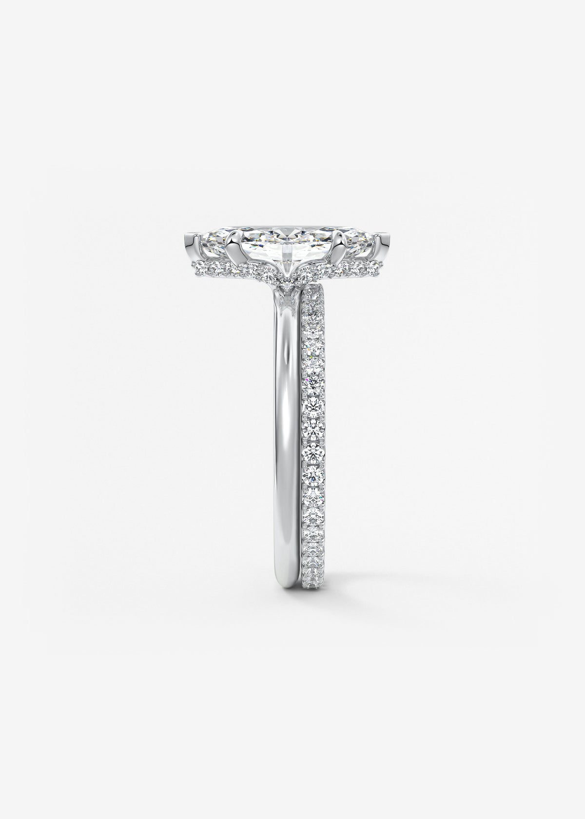 Marquise Hidden Halo Lab Grown Diamond Engagement Ring