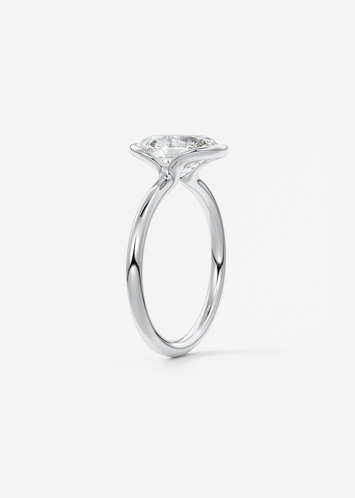 Oval Half Bezel Lab Grown Diamond Engagement Ring