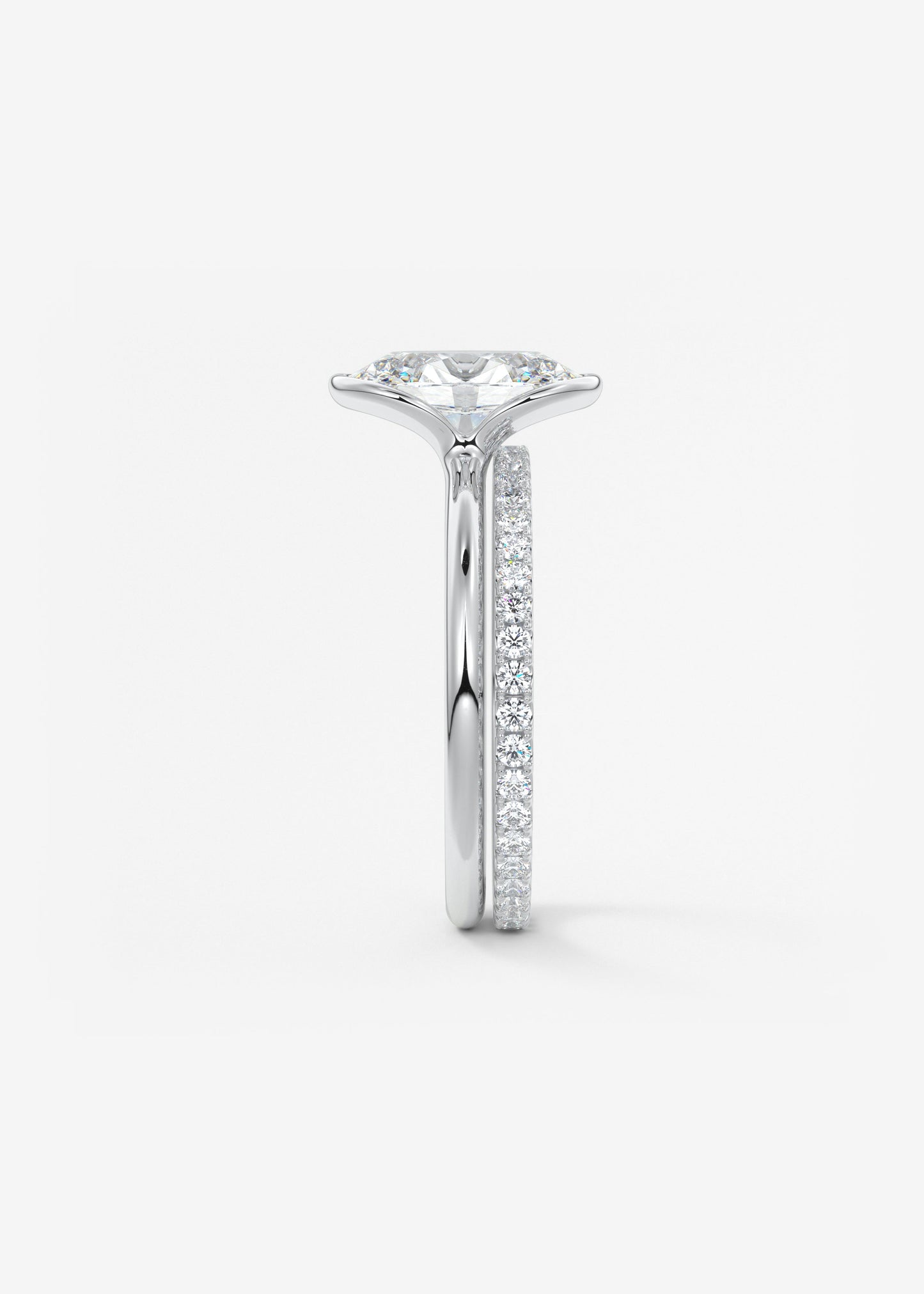Oval Half Bezel Lab Grown Diamond Engagement Ring