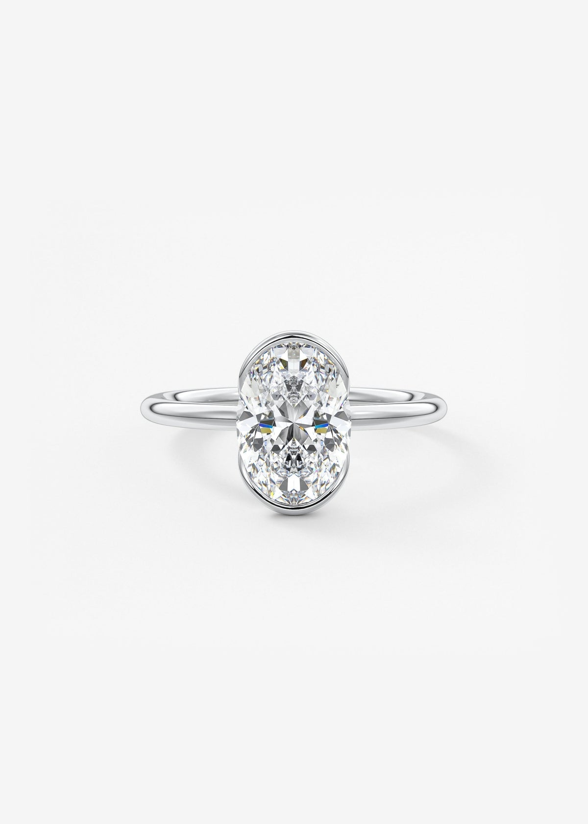 Oval Half Bezel Lab Grown Diamond Engagement Ring