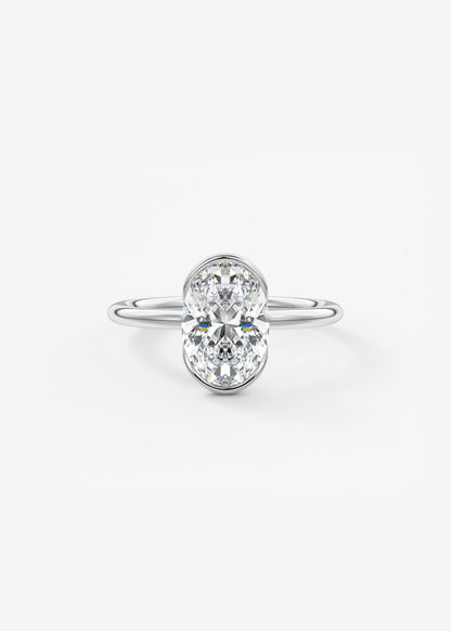 Oval Half Bezel Lab Grown Diamond Engagement Ring