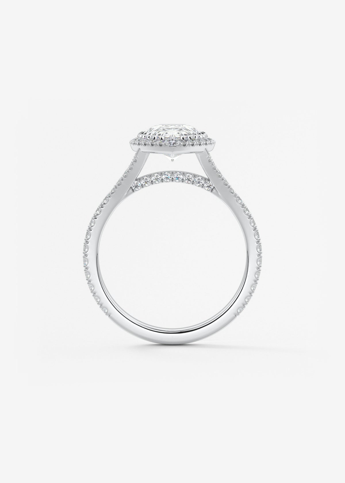 Pear Halo & Pave , Split Shank Lab Grown Diamond Engagement Ring