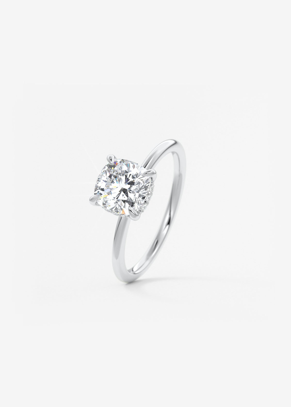 Cushion Hidden Halo Lab Grown Diamond Engagement Ring